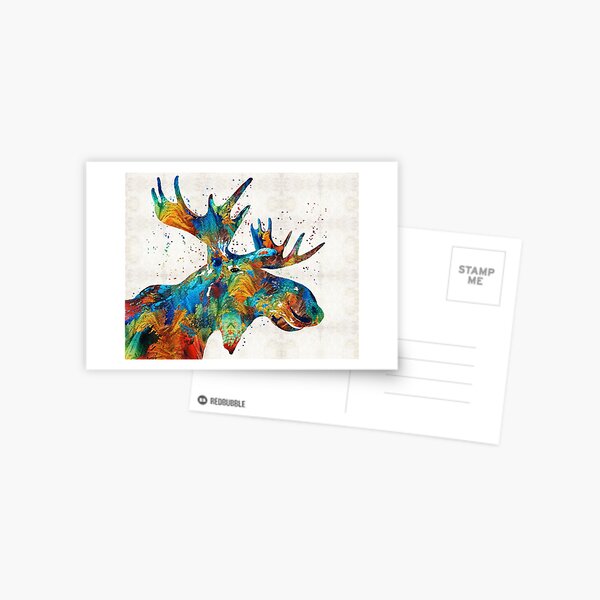 Colorful Moose Art - Confetti - By Sharon Cummings Postcard