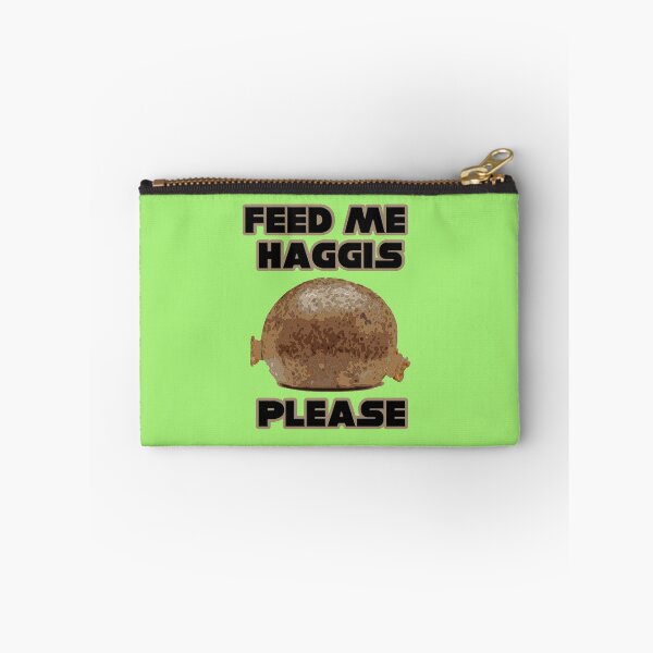 Item preview, FEED ME HAGGIS PLEASE - FUNNY FOOD DESIGN FOR HAGGIS LOVERS - black font on Scottish green  designed and sold by Iskybibblle.
