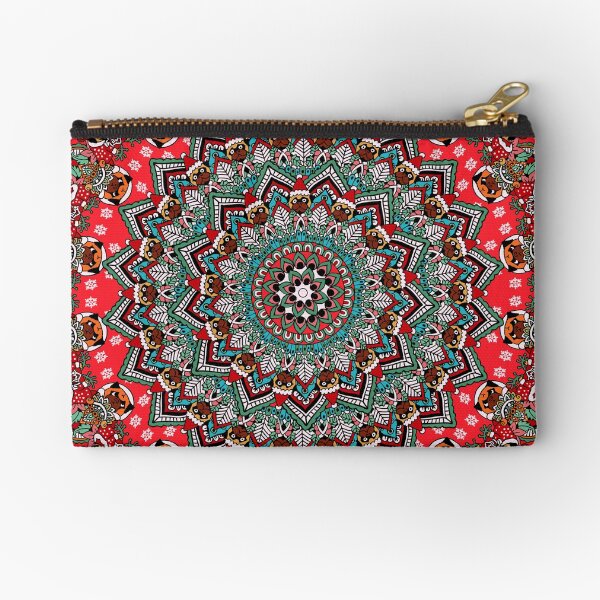 Mandala Christmas Pug Zipper Pouch