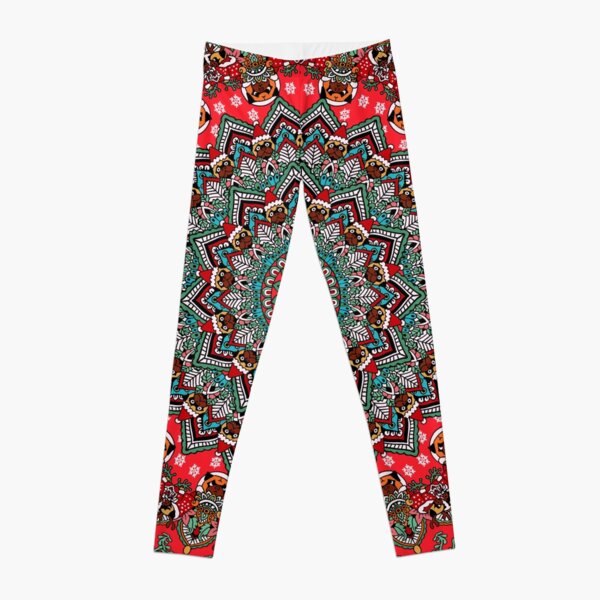 Mandala Christmas Pug Leggings