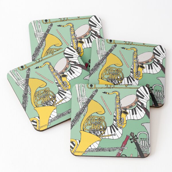 Item preview, Solid Green Musical Instrument Collage designed and sold by bumblebeebri9.