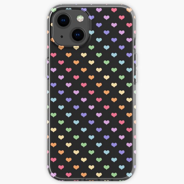 Kawaii Black Rainbow Hearts iPhone Soft Case