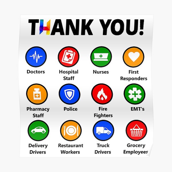 Allenjoy 96x72inch Thank You Backdrop Thanks to Staff Teachers Professors Doctors Banner National Nurse's Day Photography Background Essential Employees First Responders Suppor Party Decorations 