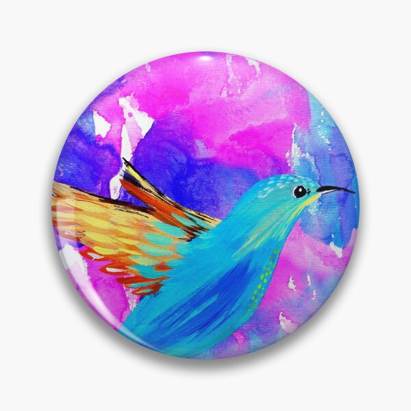 Item preview, Watercolour splashes with a hummingbird in blue tones designed and sold by CatherineJacobs.