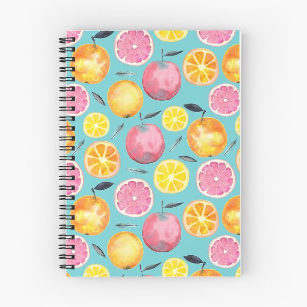 Item preview, Summer Fruits Watercolor Pattern - Pink Grapefruits Oranges - Blue designed and sold by MysticMagpie.