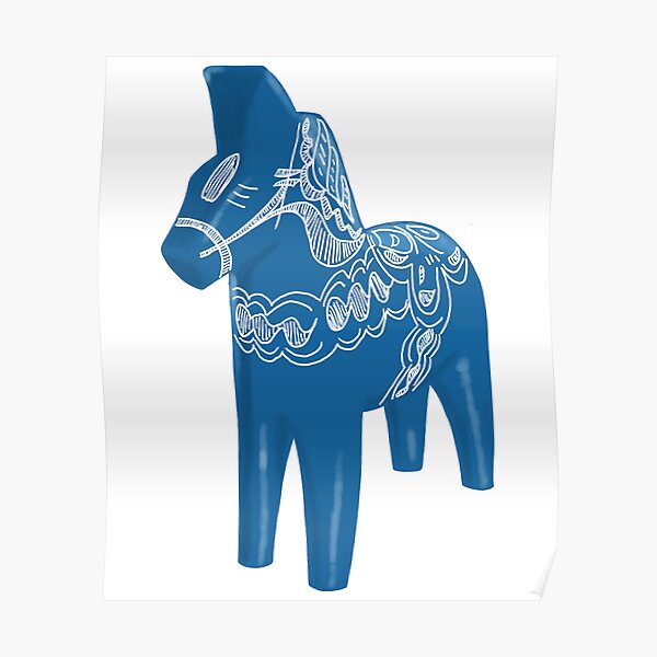 Blue Dala Horse Poster
