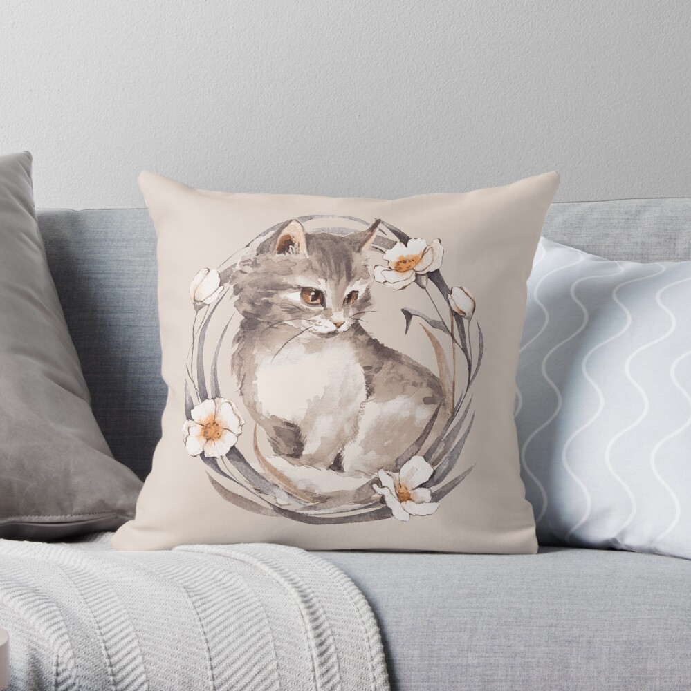 kitten throw pillow