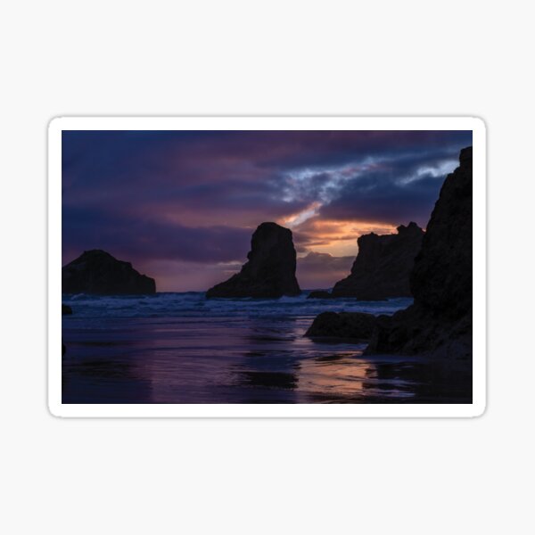 Oregon Coast Blue Hour and Sea Stacks Sticker