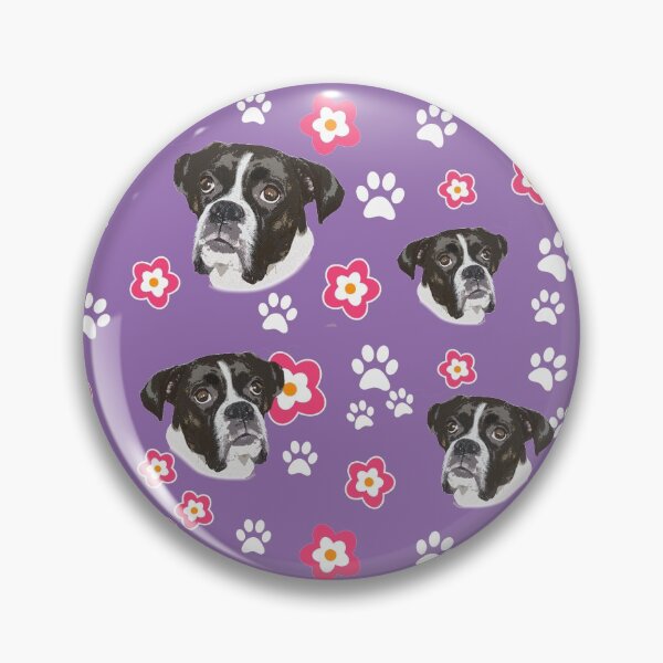 Artikelvorschau, Lila Blumen und gestromte Boxer-Hundegeschenke entworfen und verkauft von 3QuartersToday.