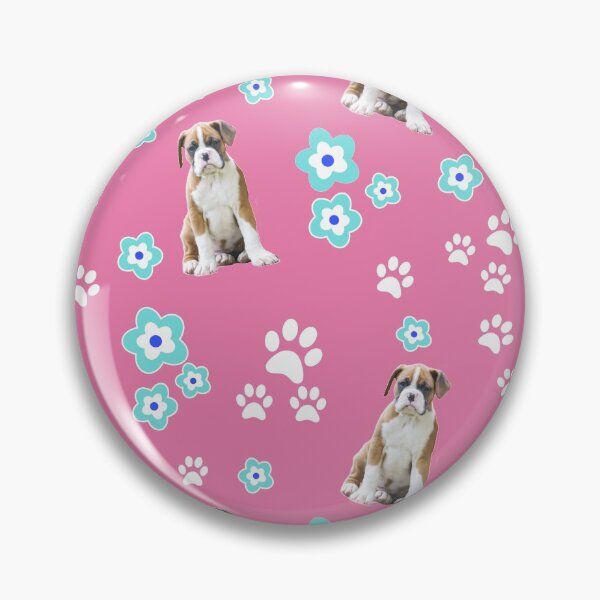 Item preview, Fawn Boxer Puppy, on Pink with Flowers designed and sold by 3QuartersToday.