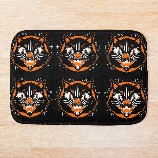 Vintage Halloween Black Cat Retro Trick or Treat 1950s Bad Luck 13 Bath Mat
