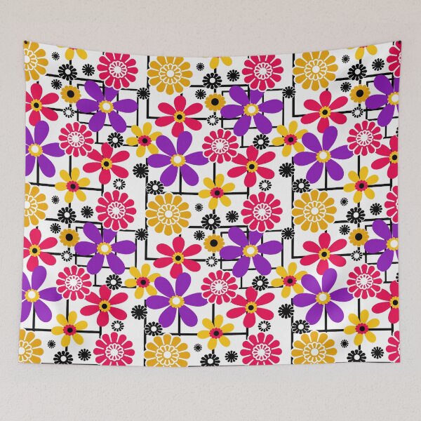 Item preview, Yellow, red, purple, floral, retro designed and sold by fuzzyfox.
