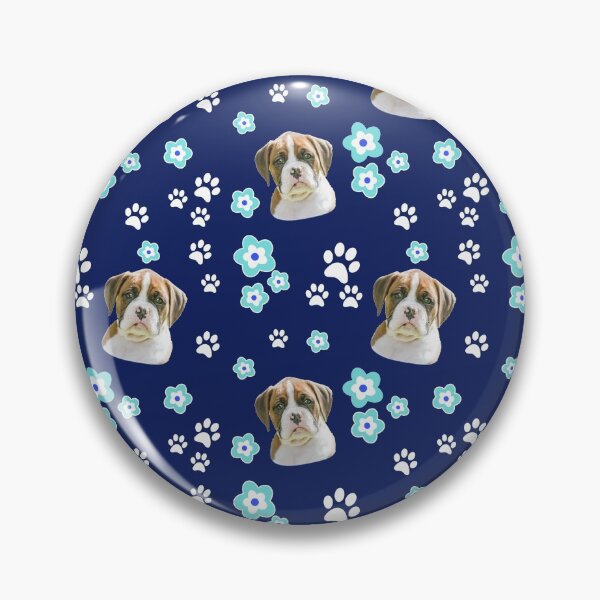 Item preview, Flashy Fawn Boxer Puppy, on Blue with Flowers designed and sold by 3QuartersToday.