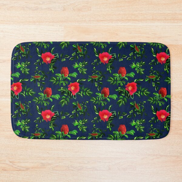 Item preview,  Red rosehip, retro, wild rosehip, wild roses, red and blue designed and sold by fuzzyfox.