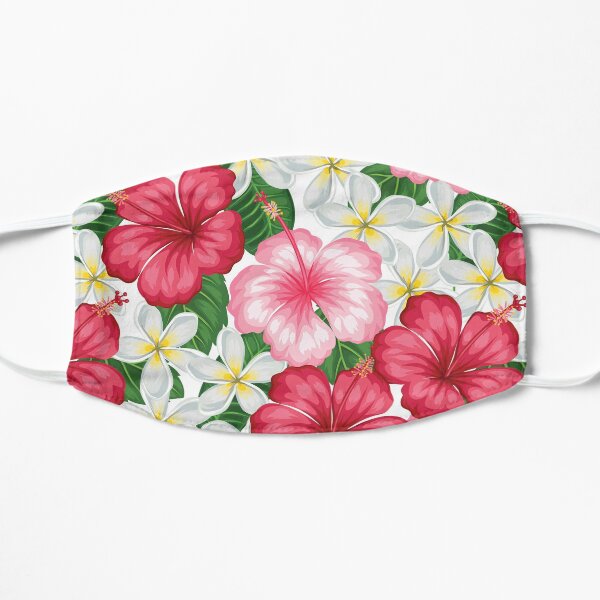 Tropical Flower Explosion of Plumeria and Hibiscus Flat Mask