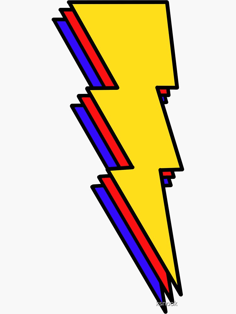  Lightning Bolt Primary Colors Sticker By Ksnook Redbubble