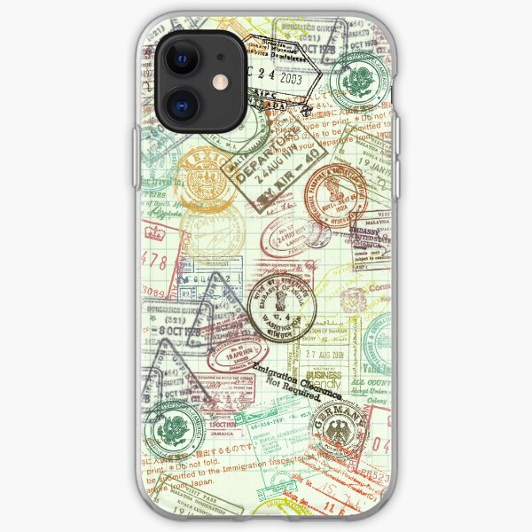 "Around the World" Passport Stamps Collage iPhone Soft Case