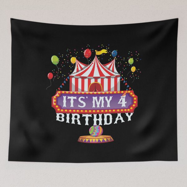 Item preview, It's My 4th Birthday Ringmaster Kids Circus Party B-day print designed and sold by Grabitees.