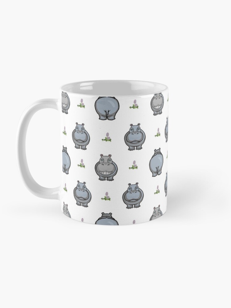 Aperçu 3 sur 6. Mug à café avec l'œuvre Hippopotames, hippopotames, partout créée et vendue par Hippogal.
