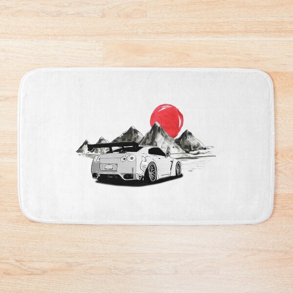 Item preview, Black And White R35 GTR With Mountains and Sun designed and sold by Enthusiast Designs.