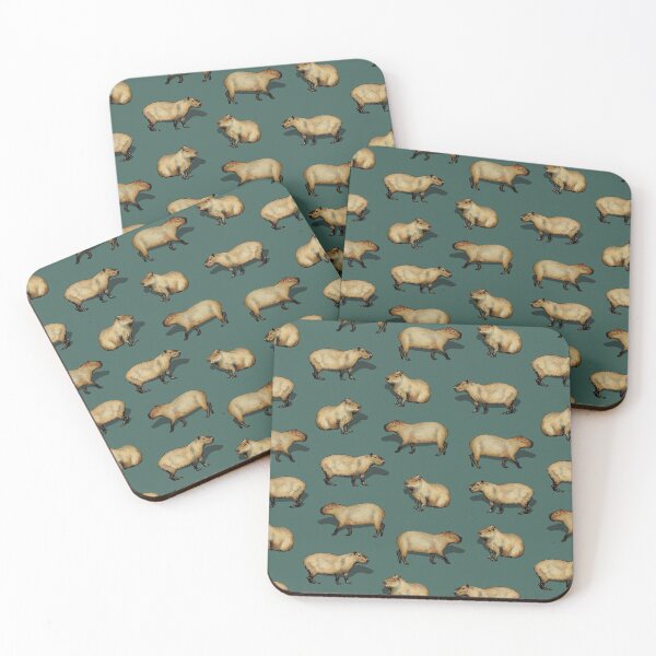 Item preview, Cute Capybara Pattern - Giant Rodents on Dark Teal designed and sold by somecallmebeth.