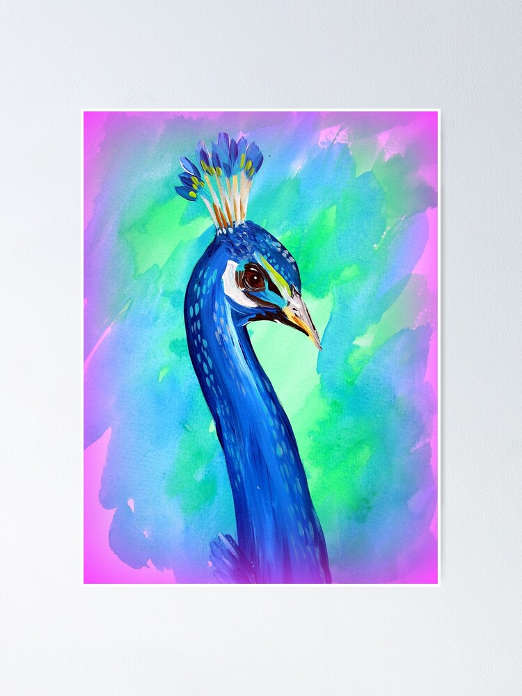 Fancy Peacock - Print of Acrylic Henna Bird Painting