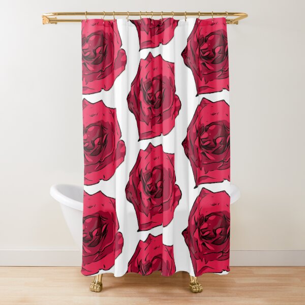 Rote Rose Illustration Duschvorhang