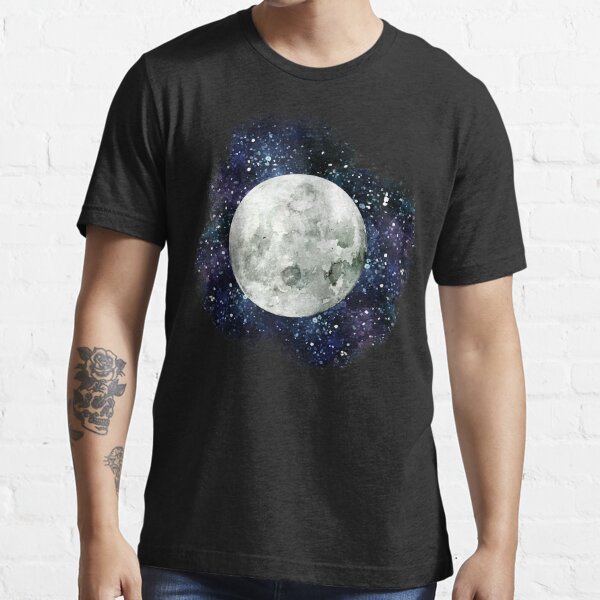 Moon - Star Gazer- Ink & Watercolor Galaxy Essential T-Shirt