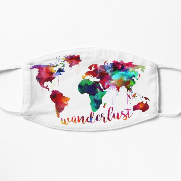 Watercolor Wanderlust World Map Flat Mask