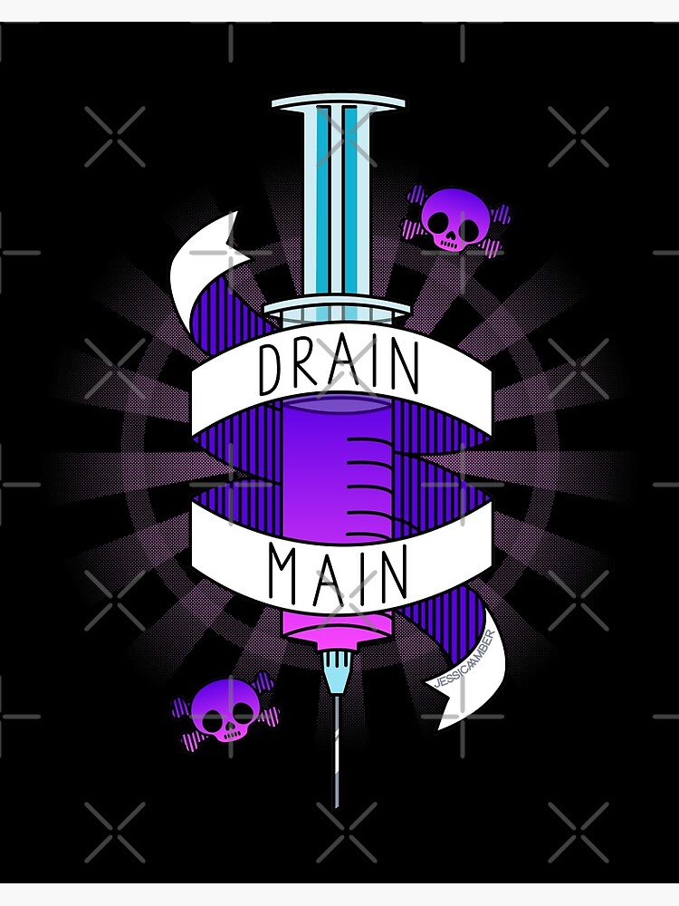 Drain Main Gamer Art Rpg Fps Purple Doctor Syringe Skull Crossbones Poison Art Board Print By Jessicaamber Redbubble