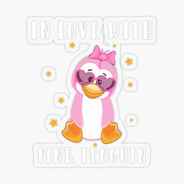 In love with the pink penguin Transparent Sticker