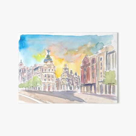 Item preview, Gran Via Street Morning Scene In Madrid Spain  designed and sold by artshop77.