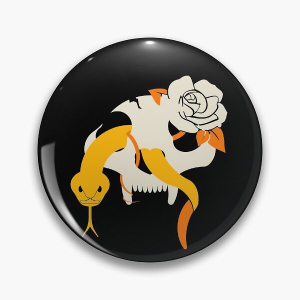 Artikelvorschau, Katzenschädel mit Rose und Schlange (Orange/Weiß) entworfen und verkauft von CatMaGo.