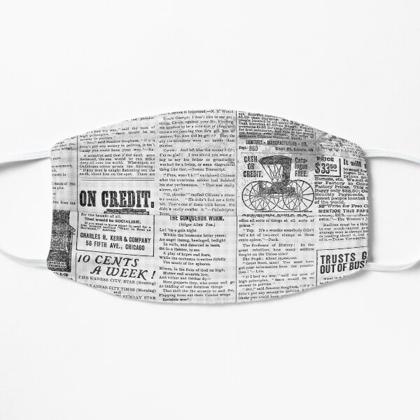 Retro Vintage Newspaper Column On Shirts Bags And Home Decor Mask