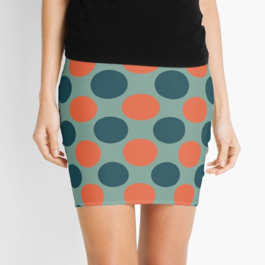 Blue and Orange Polka Dot  Mini Skirt