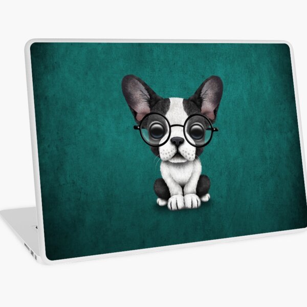 Item preview, Cute French Bulldog Puppy with Glasses, Teal Blue designed and sold by JeffBartels.