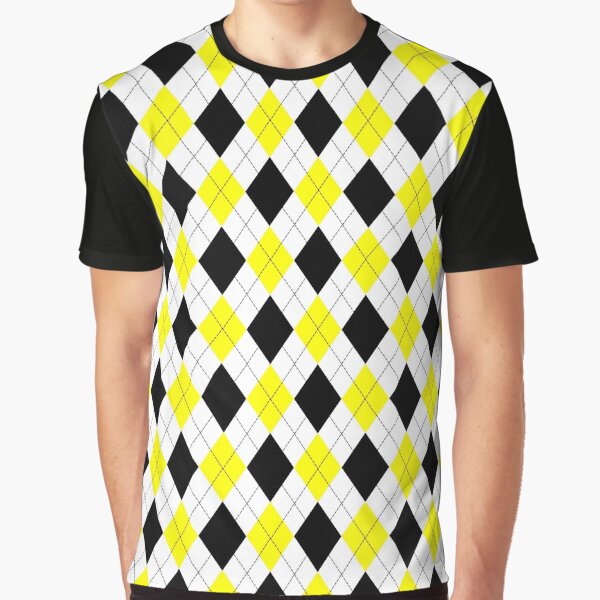 black yellow white argyle Graphic T-Shirt