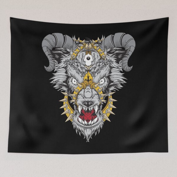 Item preview, Hellhound Devil Dog Head Illustration designed and sold by javaneka.