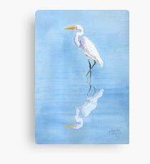 Great Egret In Reflection Canvas Print