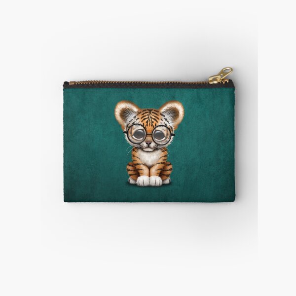 Item preview, Cute Baby Tiger Cub Wearing Glasses on Teal Blue designed and sold by JeffBartels.