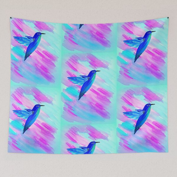 Item preview, Pink and Blue prints, with hummingbirds designed and sold by CatherineJacobs.