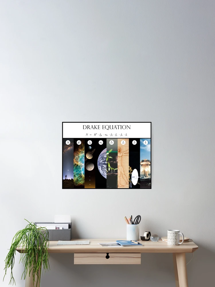 Thumbnail 2 of 3, Poster, Drake equation designed and sold by Inkrypted.