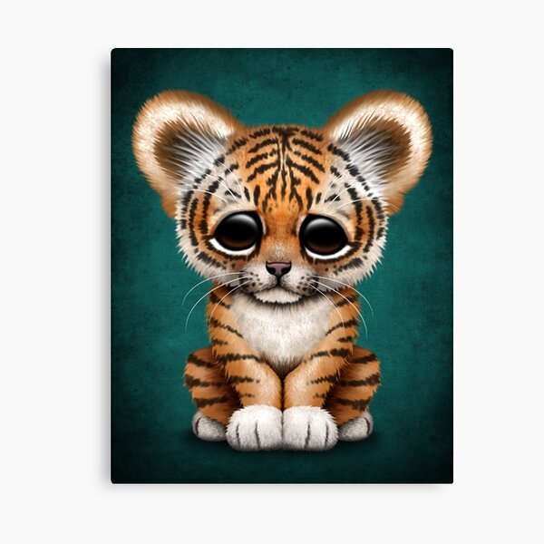 Cute Baby Tiger Cub Wearing Eye Glasses on White Art Print by Jeff Bartels