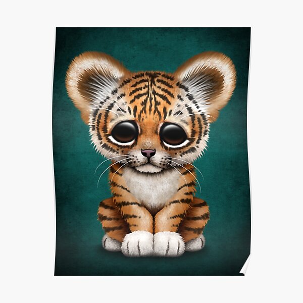 Cute Baby Tiger Cub on Brown Poster for Sale by jeff bartels