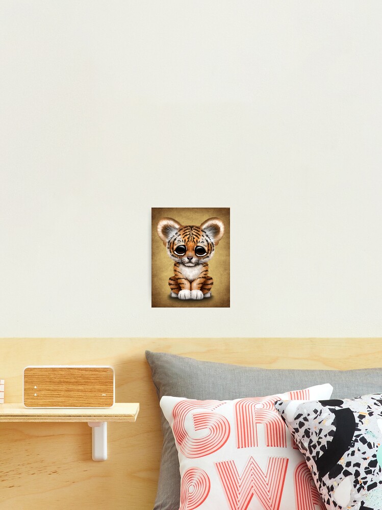 Cute Baby Tiger Cub on Brown Poster for Sale by jeff bartels