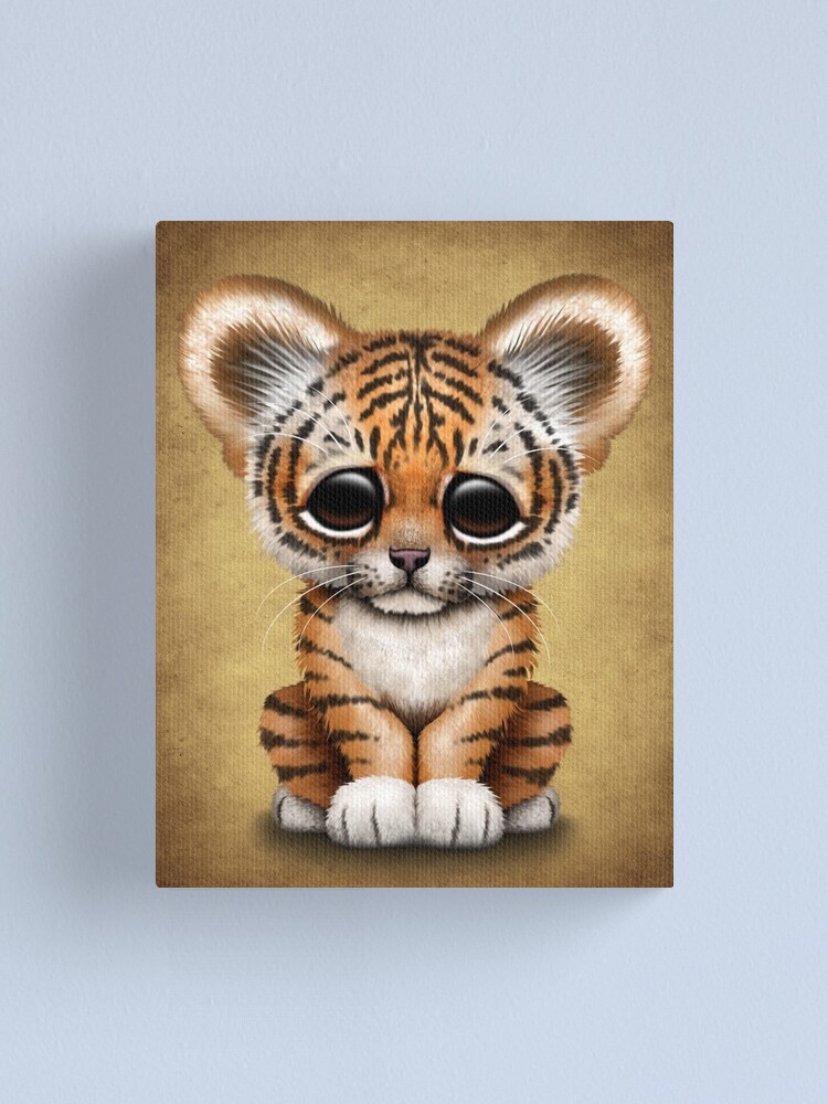 Cute Baby Tiger Cub on Brown Poster for Sale by jeff bartels