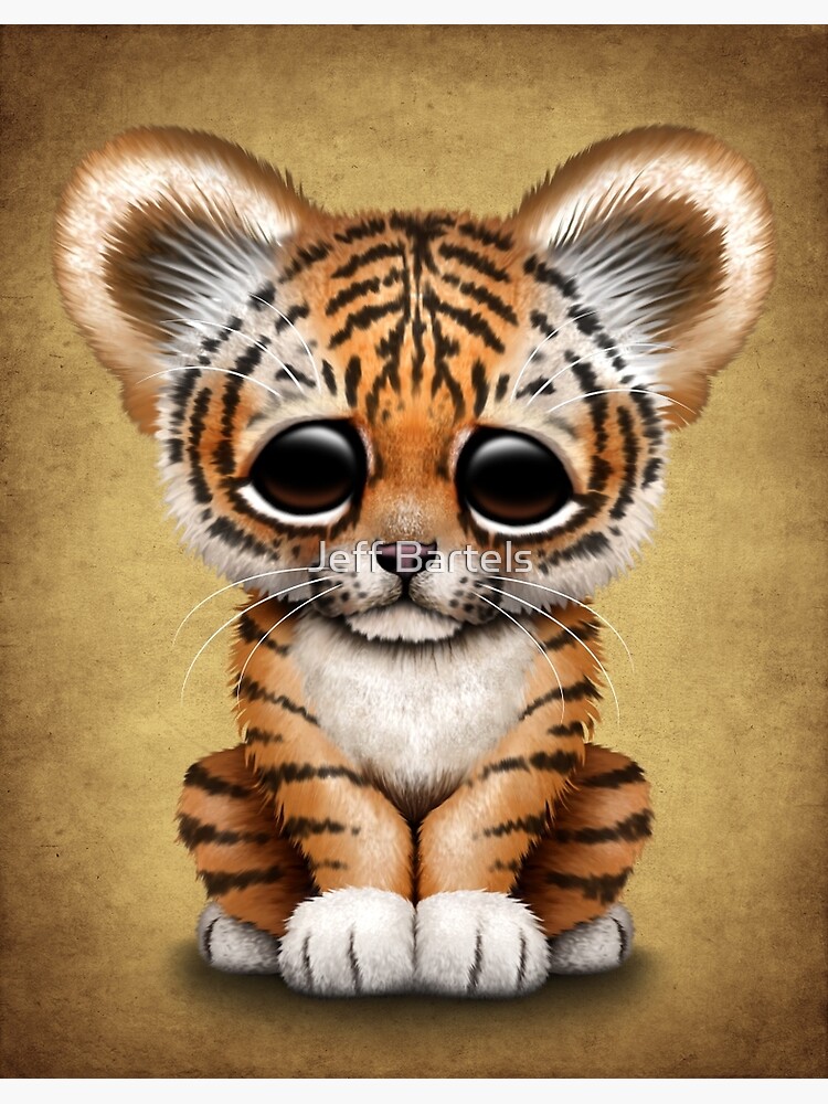 Cute Baby Tiger Cub on Brown Poster for Sale by jeff bartels