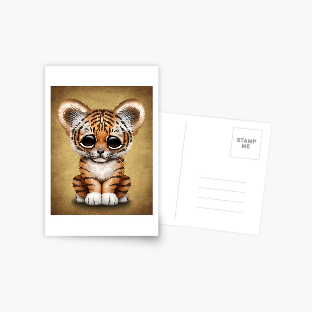 Cute Baby Tiger Cub on Brown Poster for Sale by jeff bartels