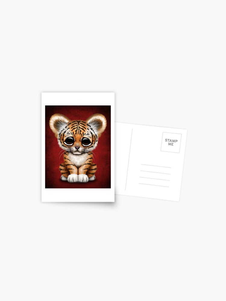 Adorable Baby Tiger Cub on White Postcard