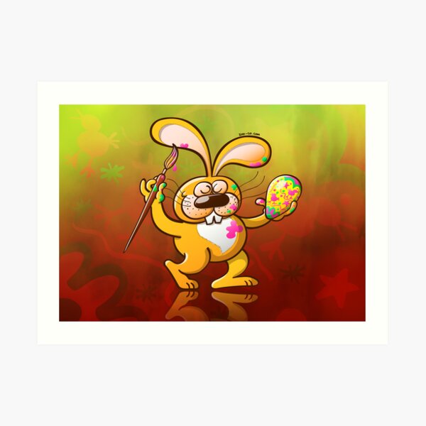Easter Bunny Painting an Egg Art Print